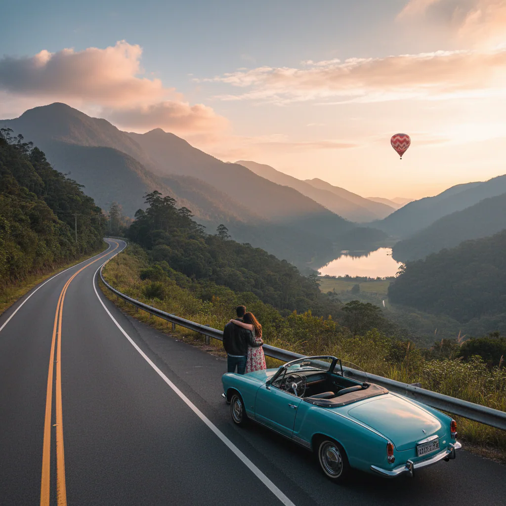 Imagem sobre paisagem romântica de montanha para casal